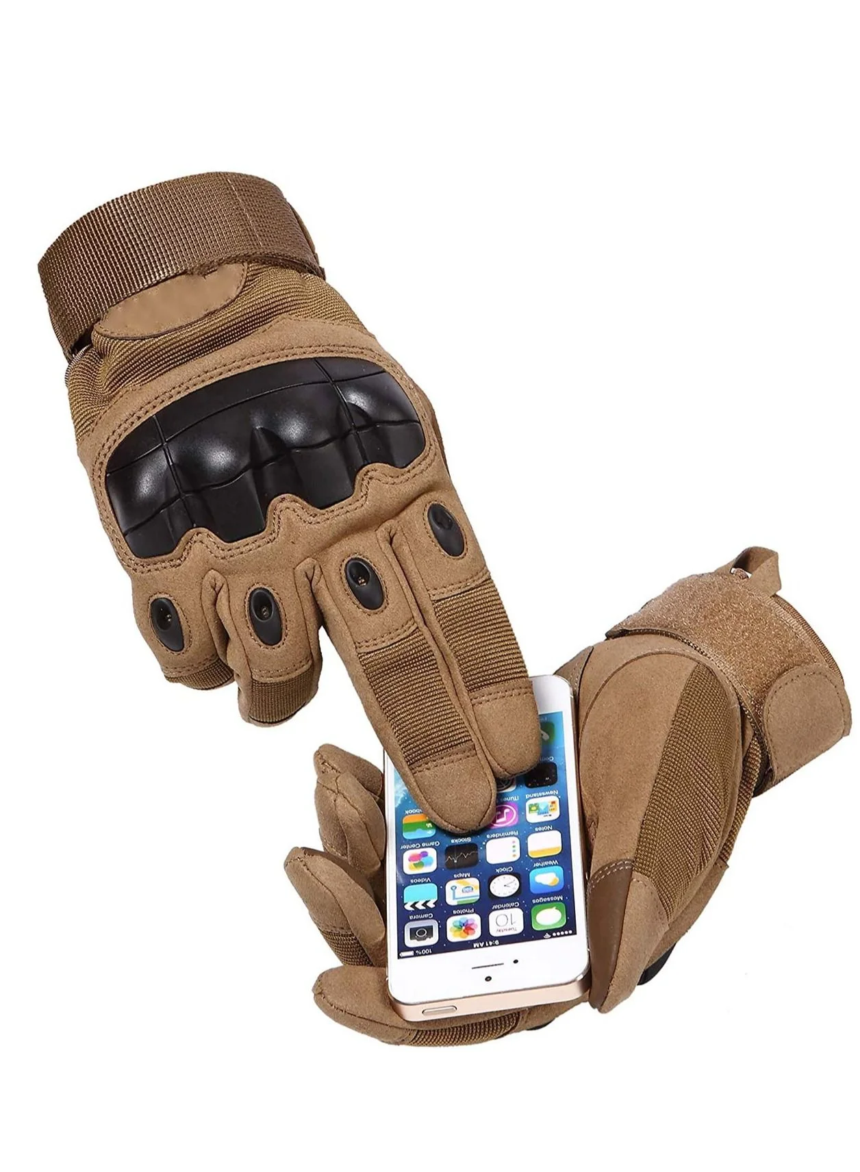 SYOSI Full Finger Touch Screen Gloves Premium Protective Gear for Motorcycle Cycling Climbing Outdoor Sports (Black, Large) 8ykg5
