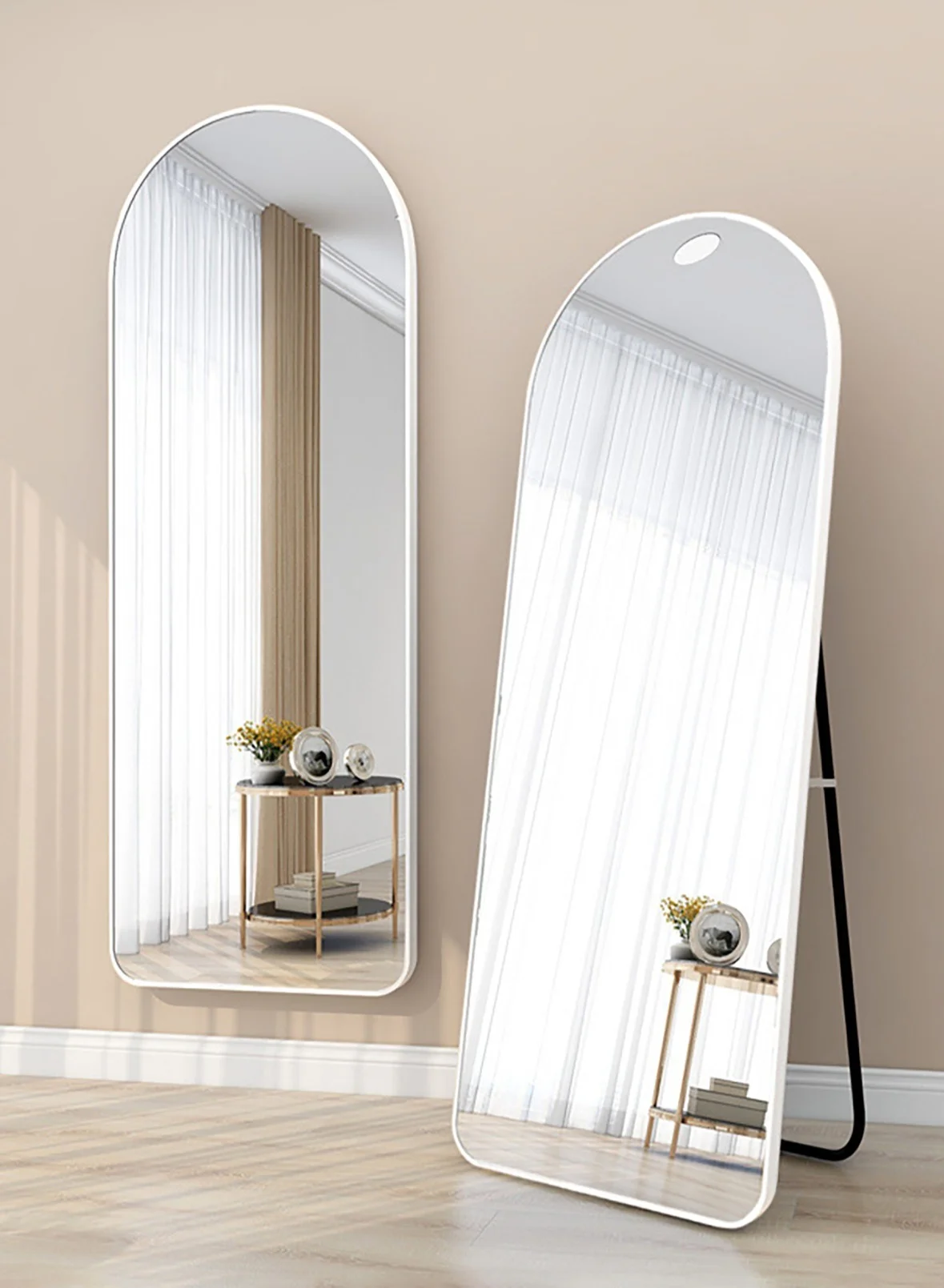 Merry Moments Full Length Floor Mirror Premium Aluminium Frame (White, 60x165cm) Wall-Mounted or Standing Dressing Mirror kmekh