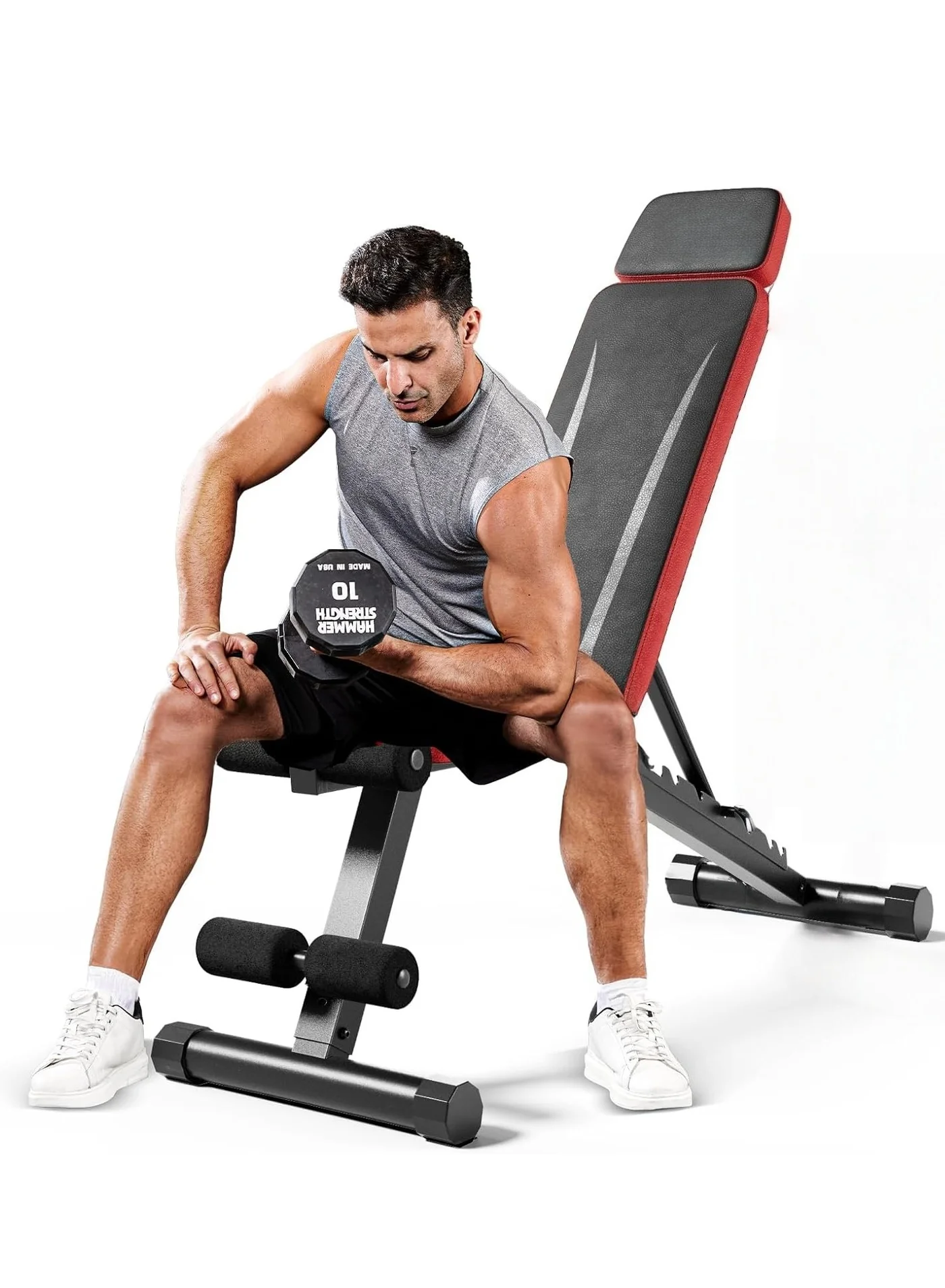 MASTON Adjustable Weight Bench, Heavy-Duty Foldable Workout Bench with Headrest for Full Body Strength Training (Alloy Steel, 300kg Capacity) 2pdo3