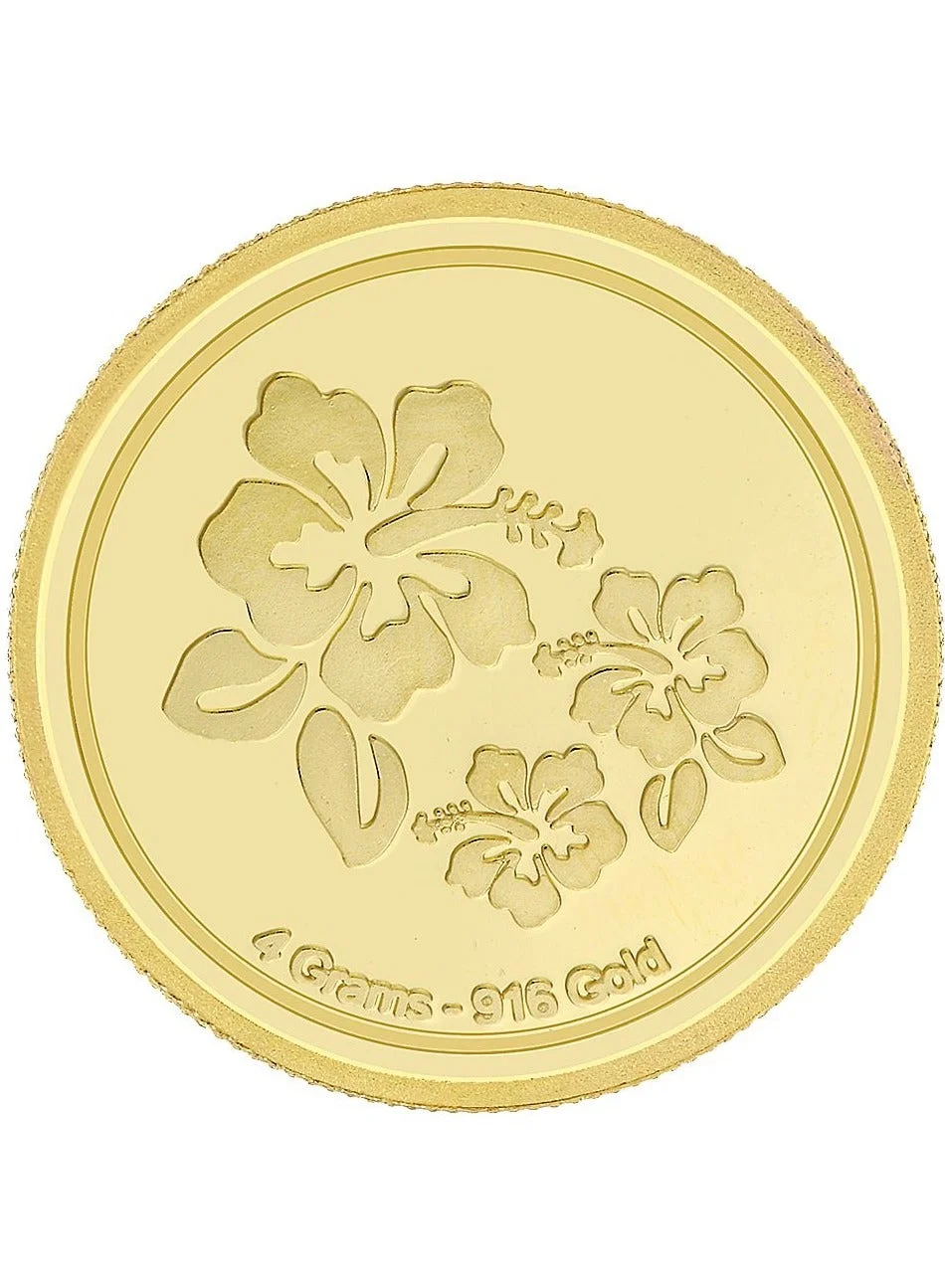 Premium 22 Karat 916 Purity Flower Gold Coin (Gold, 4g) 66227
