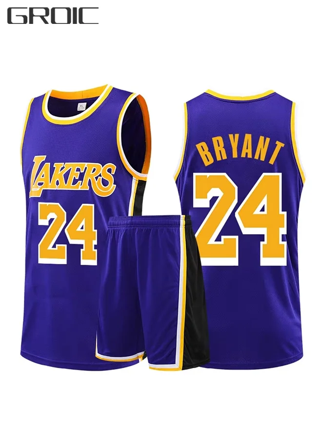 GROIC Basketball Jersey Set Professional Sportswear T-Shirt and Shorts (Purple, XXXL) tlh5p