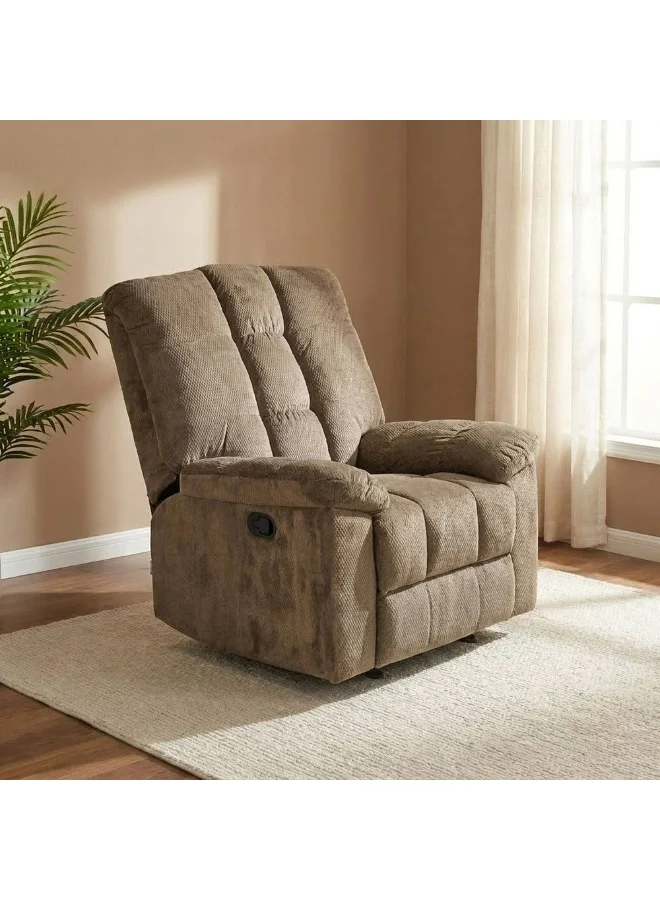 DANUBE HOME Simone 1-Seater Fabric Recliner Sofa Modern Relaxing Chair for Living Room (Light Brown, 95x74x105cm) fi4bj