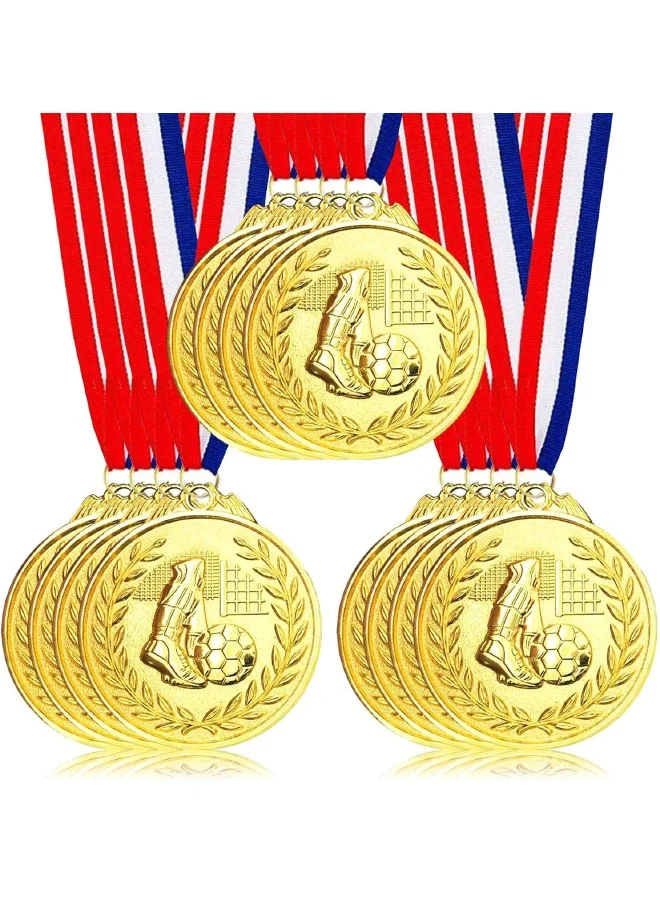 Premium Metal Soccer Award Medals with Ribbons (Gold, 12 Pack, 5 cm) for Sports Tournaments and Team Recognition ptpi8