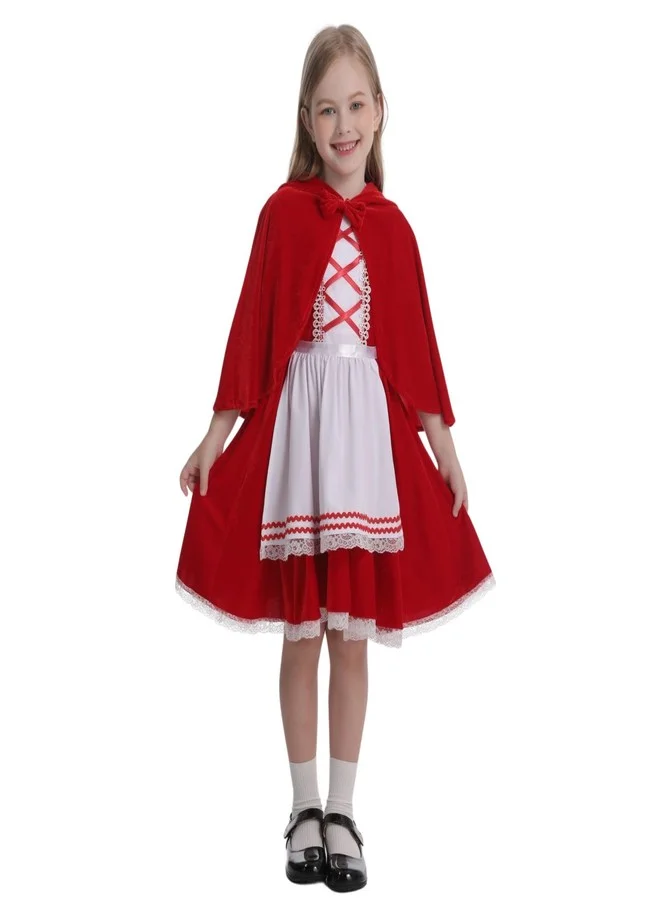 Little Red Riding Hood Costume for Girls Kids Fancy Dress Up Outfit (Red, 13-14 Years) lwp09