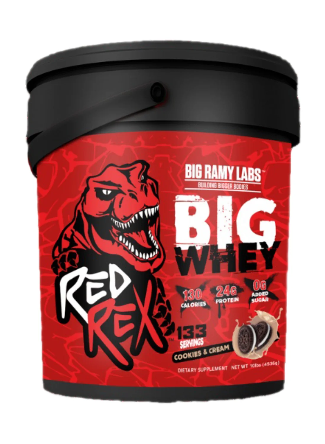 RED REX Whey Protein Powder Cookies & Cream Premium Supplement for Muscle Recovery (4.53kg) 3ygks