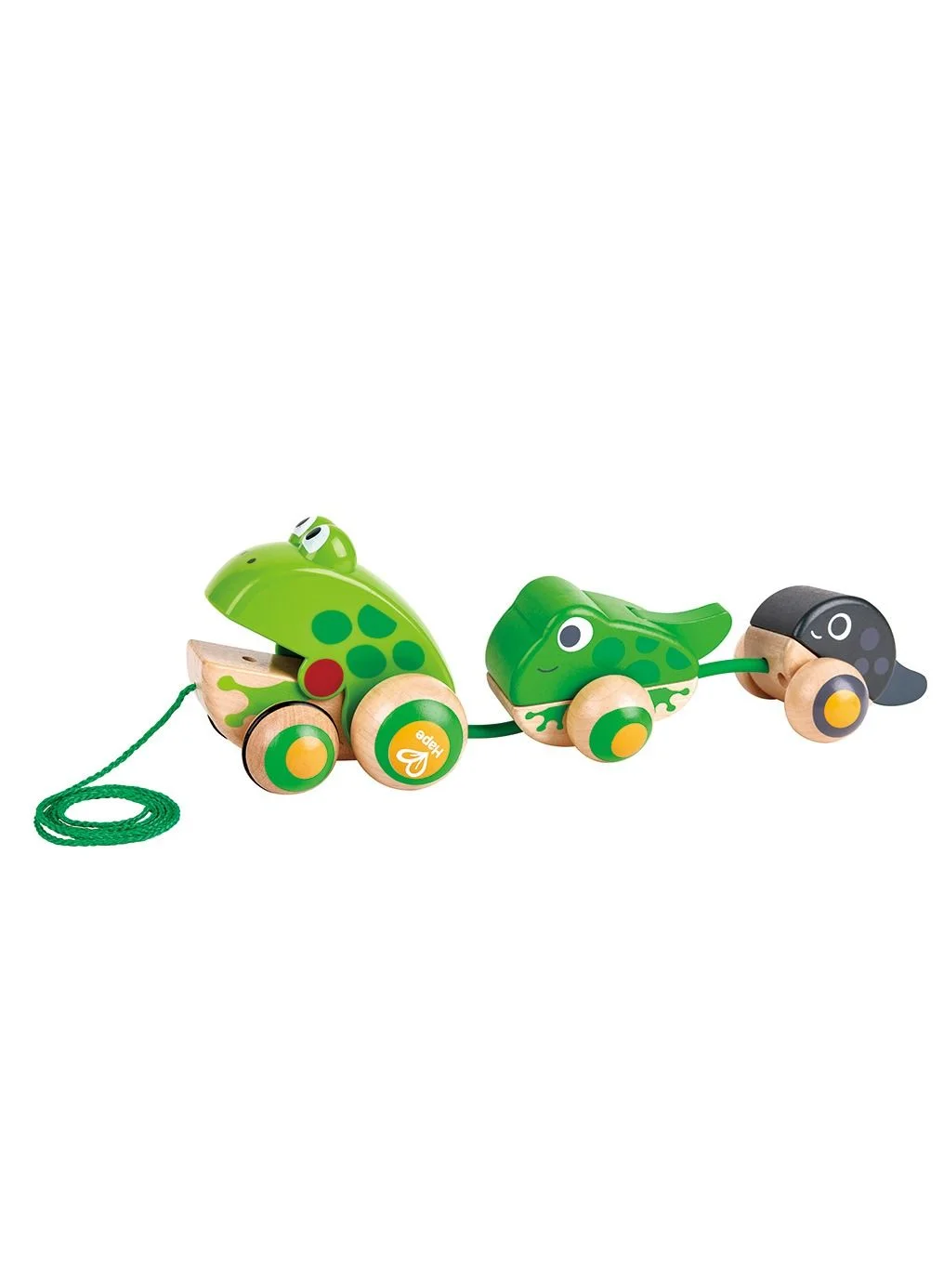 Premium Wooden Frog Pull-Along Toy for Toddlers Interactive Educational Activity (Green, 18 cm) galug