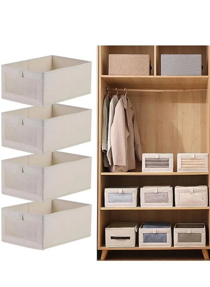 DUNISO Wardrobe Clothes Organizer Set (4 Pack, Foldable Drawer Storage Bins for Jeans and Clothing) mj8nv