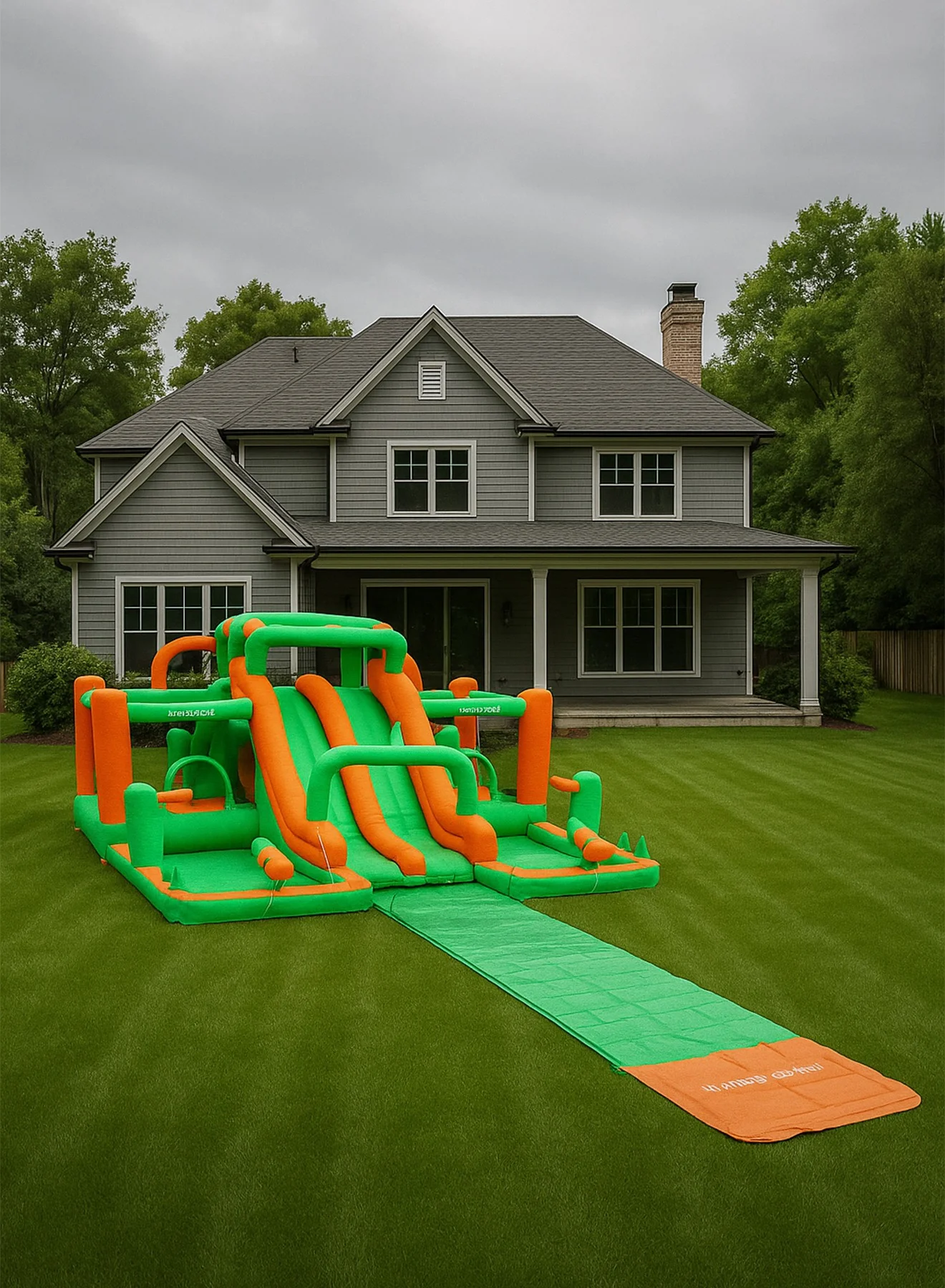 LIMOS Inflatable Twin Water Slide With Tunnel Premium Outdoor Play Center for Kids (Large) qv4bl