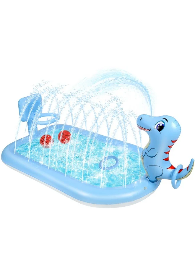 ANSEE Inflatable Dinosaur Splash Pad Play Center with Basketball and Ring Toss Games (160 cm) 2vt0d
