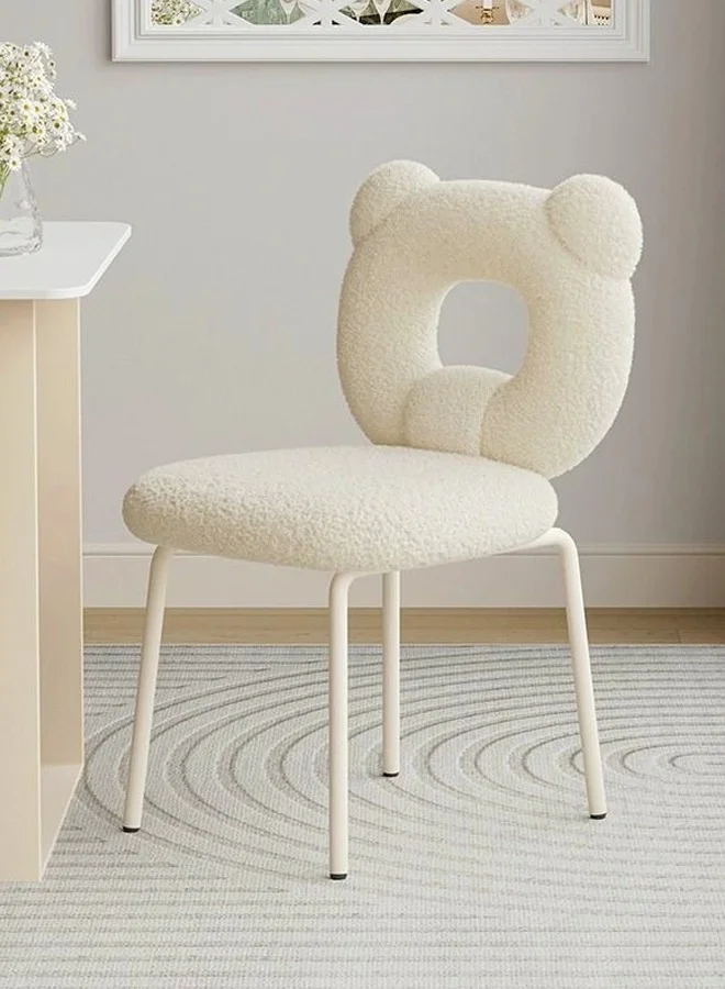 Fashionhome Modern Minimalist 360¡ã Rotatable Vanity Chair Fluffy Padded Makeup Desk Chair with Iron Base (45x47x80 cm) lp7le