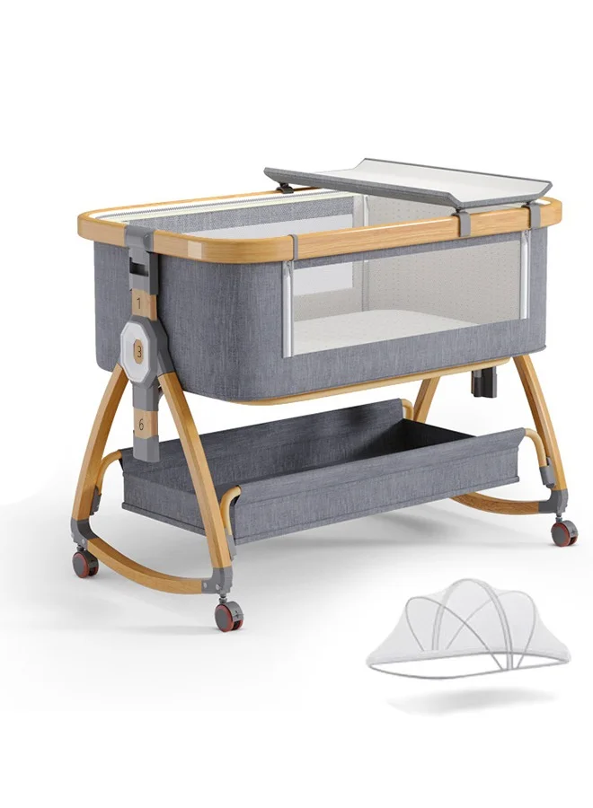 WALALLA 4-in-1 Portable Bedside Bassinet with Changing Station and Storage Basket (Grey) 9xn0v