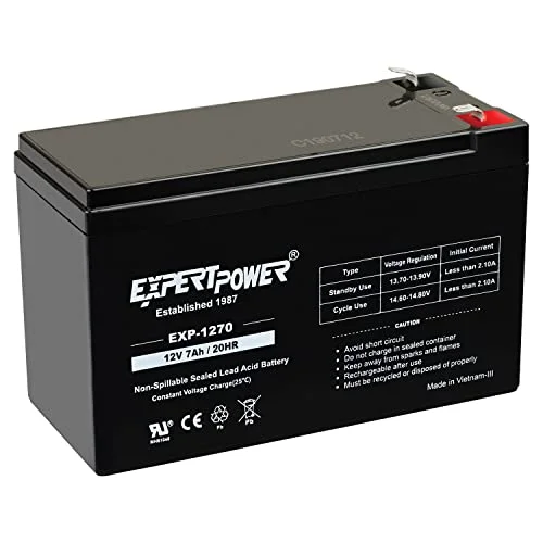 ExpertPower 12V 7Ah Rechargeable Sealed Lead Acid Battery (Premium Maintenance-Free Power Supply for UPS and Security Systems) jaywz