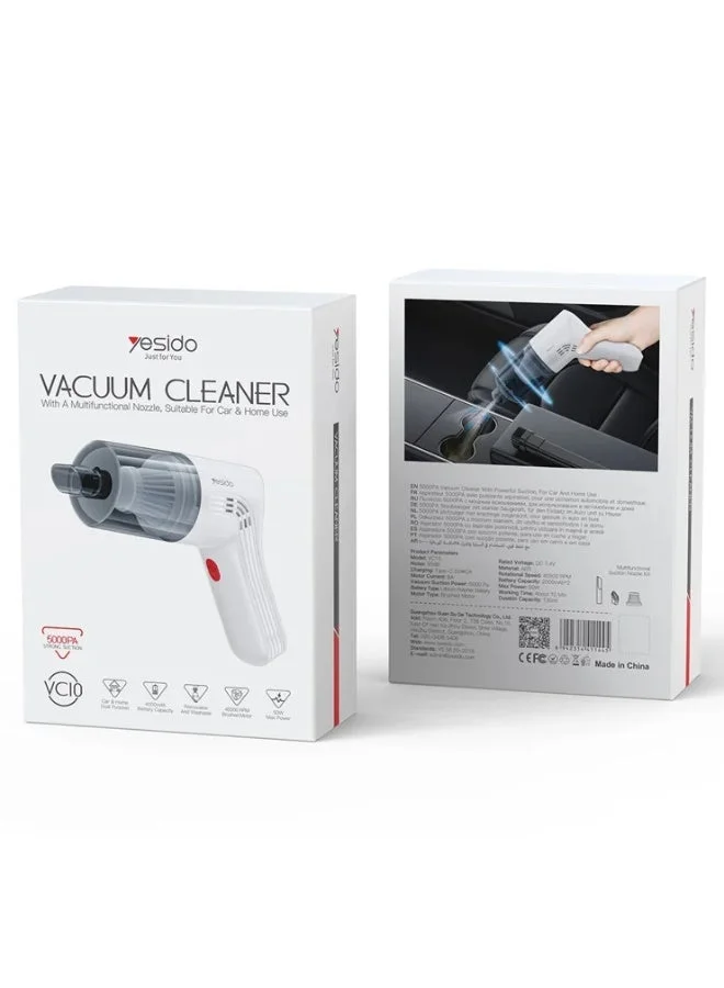 Yesido VC10 High-Power Cordless Vacuum Cleaner (Portable, Lightweight, 120W, For Home and Car) rjx5n