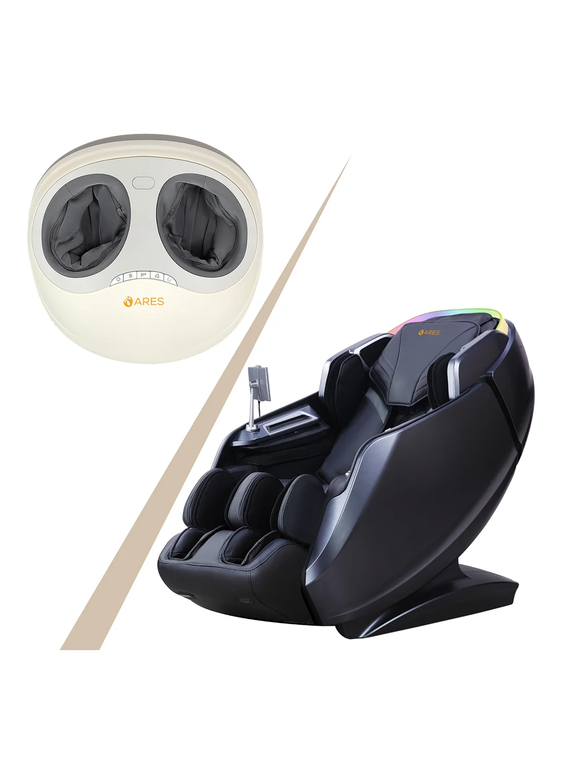 ARES 4D SL-Track Back Massager with Heating Therapy and Bluetooth Speakers (Beige, 1 Unit) marq9