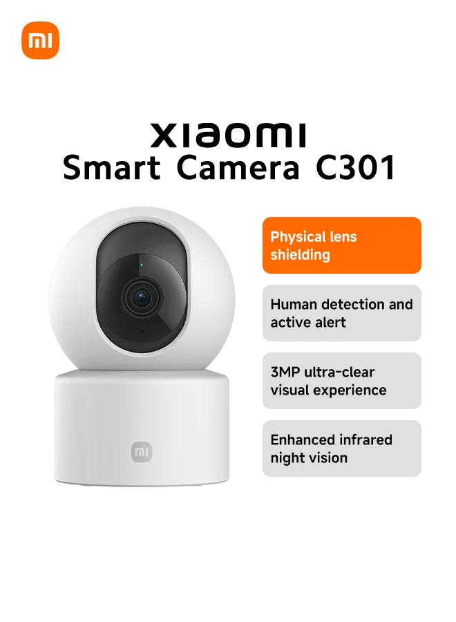 Smart C301 Security Camera 2K HD Indoor Surveillance System with Voice Control and Cloud Storage (3MP) x0jss