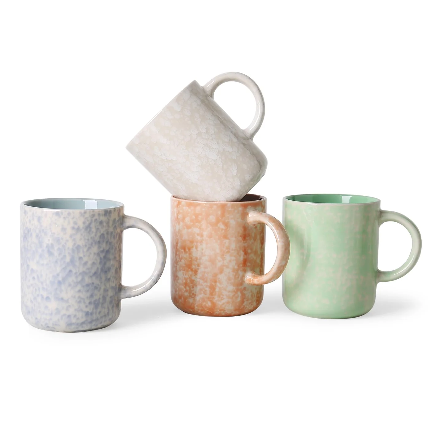MONITO Ceramic Coffee Mugs Set, Modern Large Tea Cups with Ergonomic Handle (4-Piece Set, 500 mL) szgay