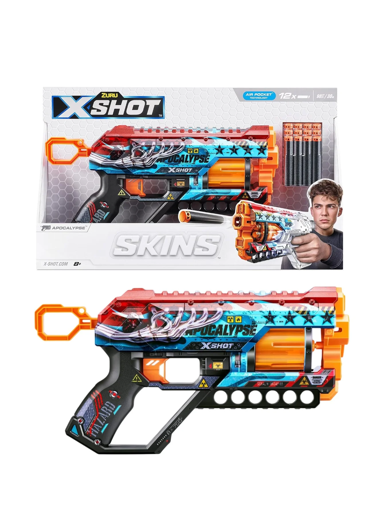 X-Shot Skins Griefer Foam Dart Blaster Apocalypse Edition with 12 Darts (12-Piece Set) ov5kc