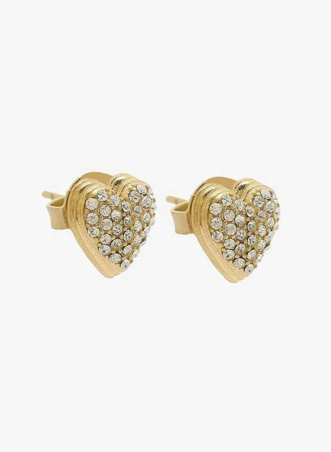 Premium Heart Pave Stud Earrings Elegant Cubic Zirconia Jewelry For Women (1 Pair) 6m6fb