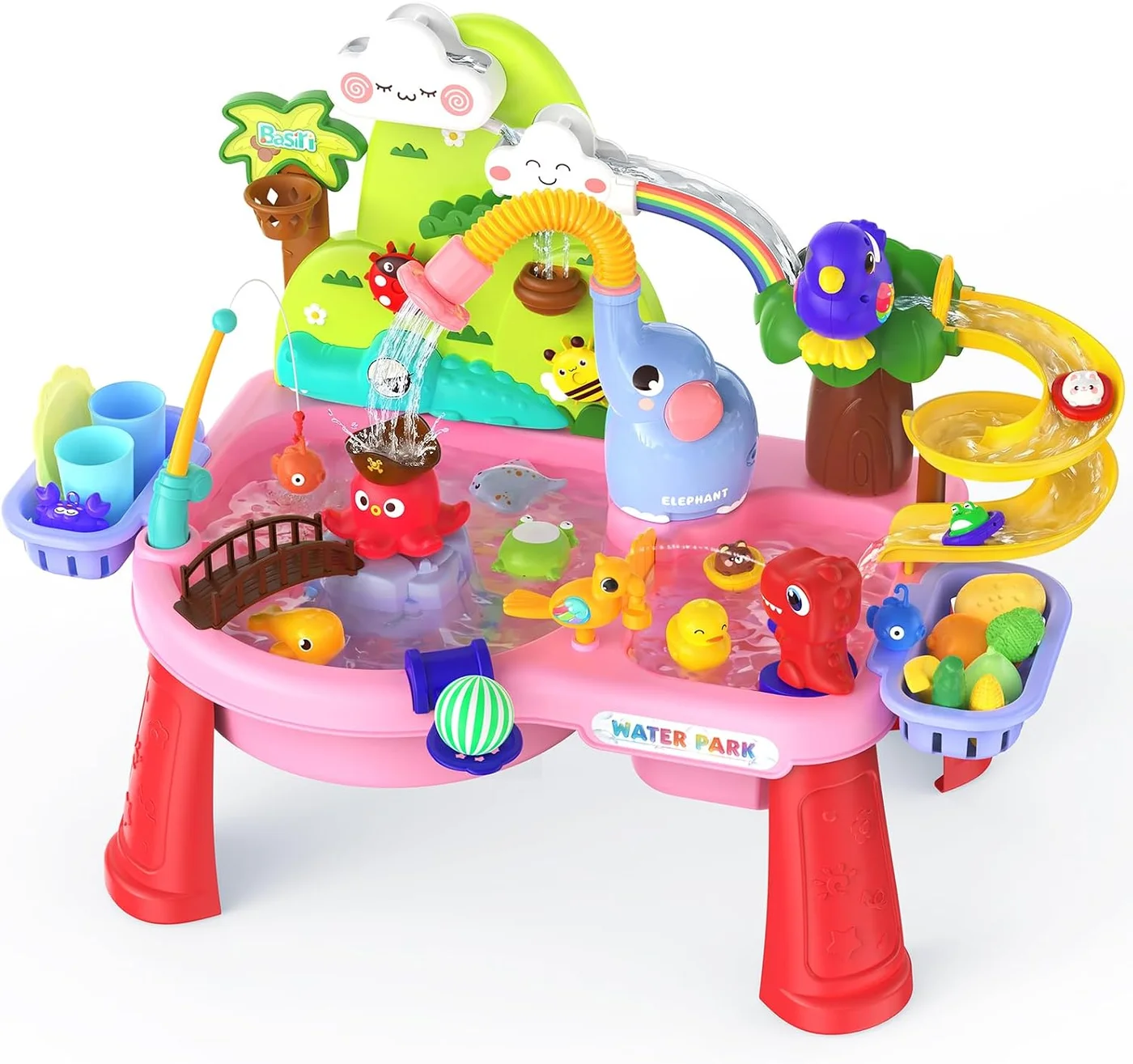 Yrlisfon Toddler Water Table Outdoor Sand and Water Play Set with Pump and Accessories (Multicolor, 60 cm x 40 cm) 840ln