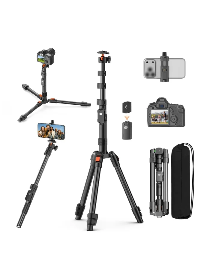 TONEOF Professional Camera Tripod Stand with Adjustable Ball Head and Remote Control (191cm, Black) 9wu0o