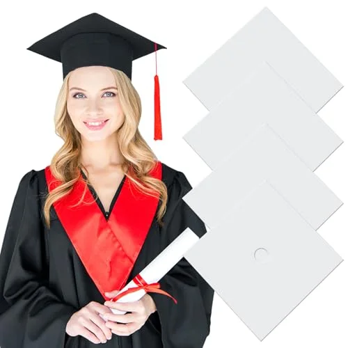Varievery Sublimation Blanks for Graduation Cap Decorations (Premium Metal, 4 Pcs, 9.1 x 9.1 cm) ui851