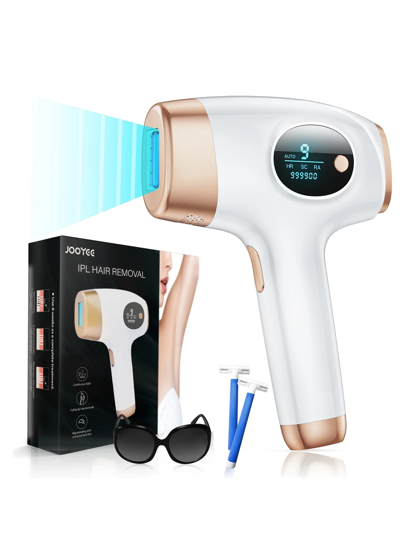 JOOYEE IPL Hair Removal Device Professional Home Use System with 9 Energy Levels (999,900 Flashes) x5xda