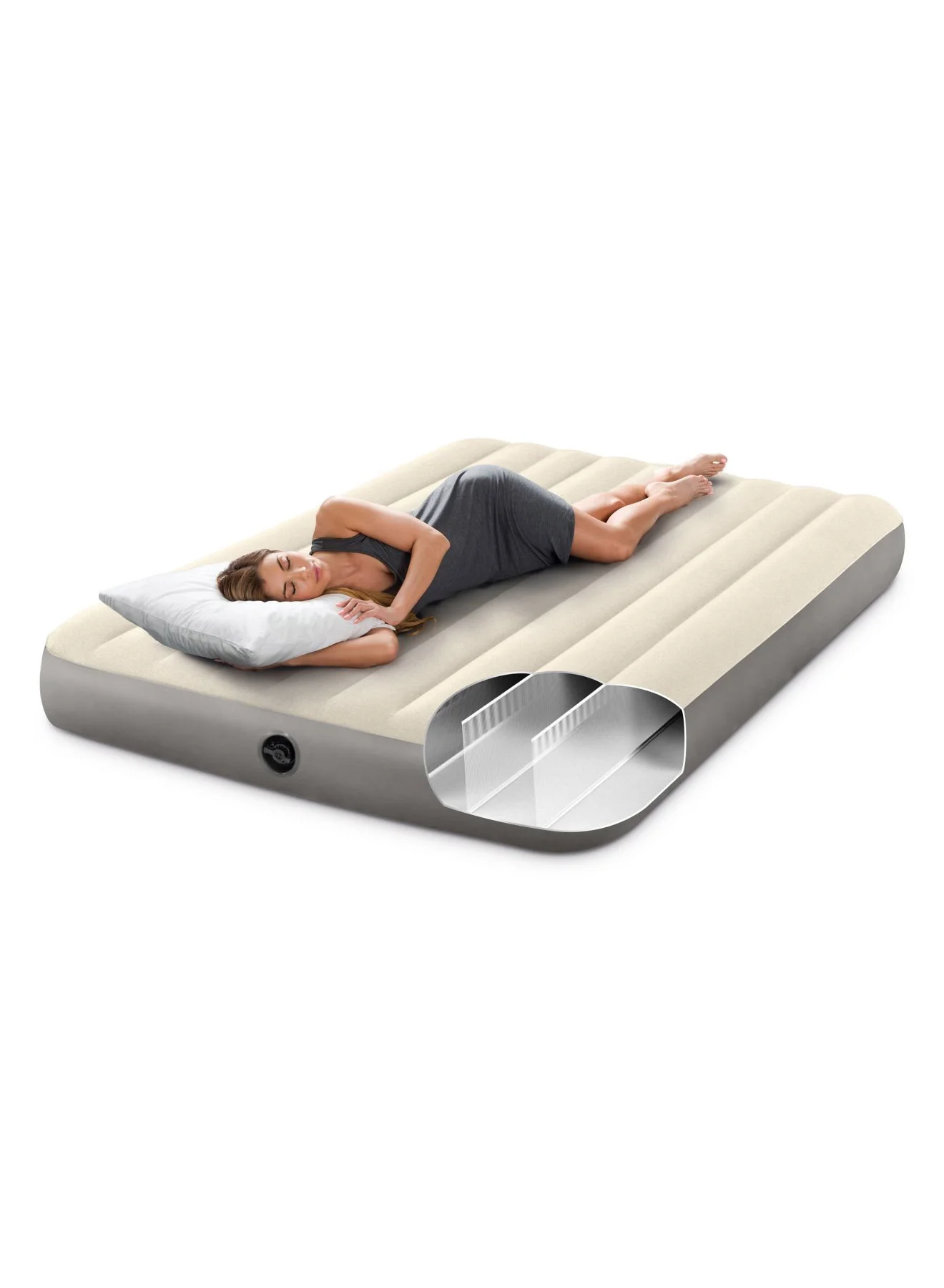 Premium Airbed Mattress Queen Size Velvet Surface Durable Support (203x152x25cm) cspj5
