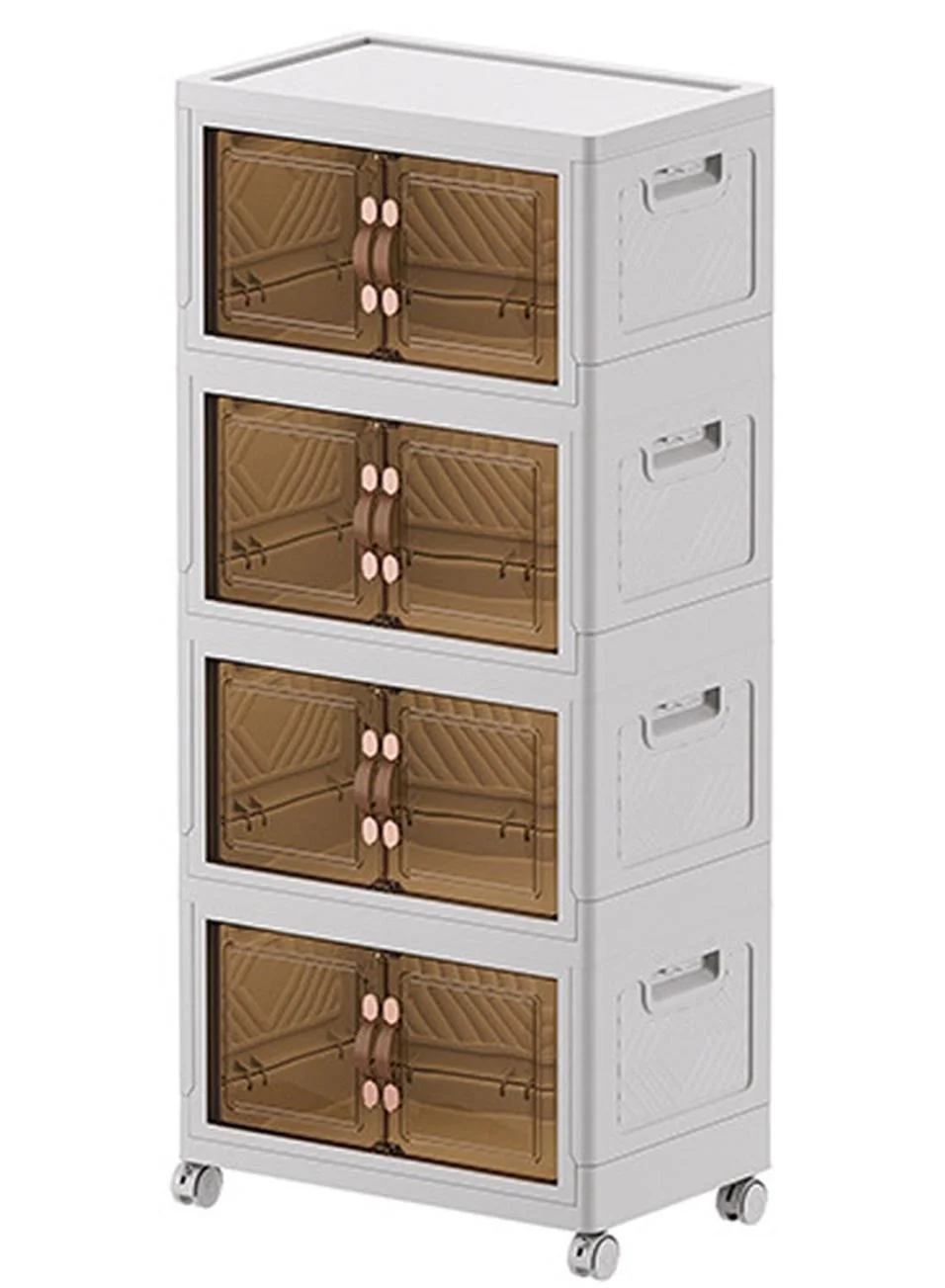Keke 4-Layer Foldable Storage Cabinet with Doors and Wheels (136L) wcrsi