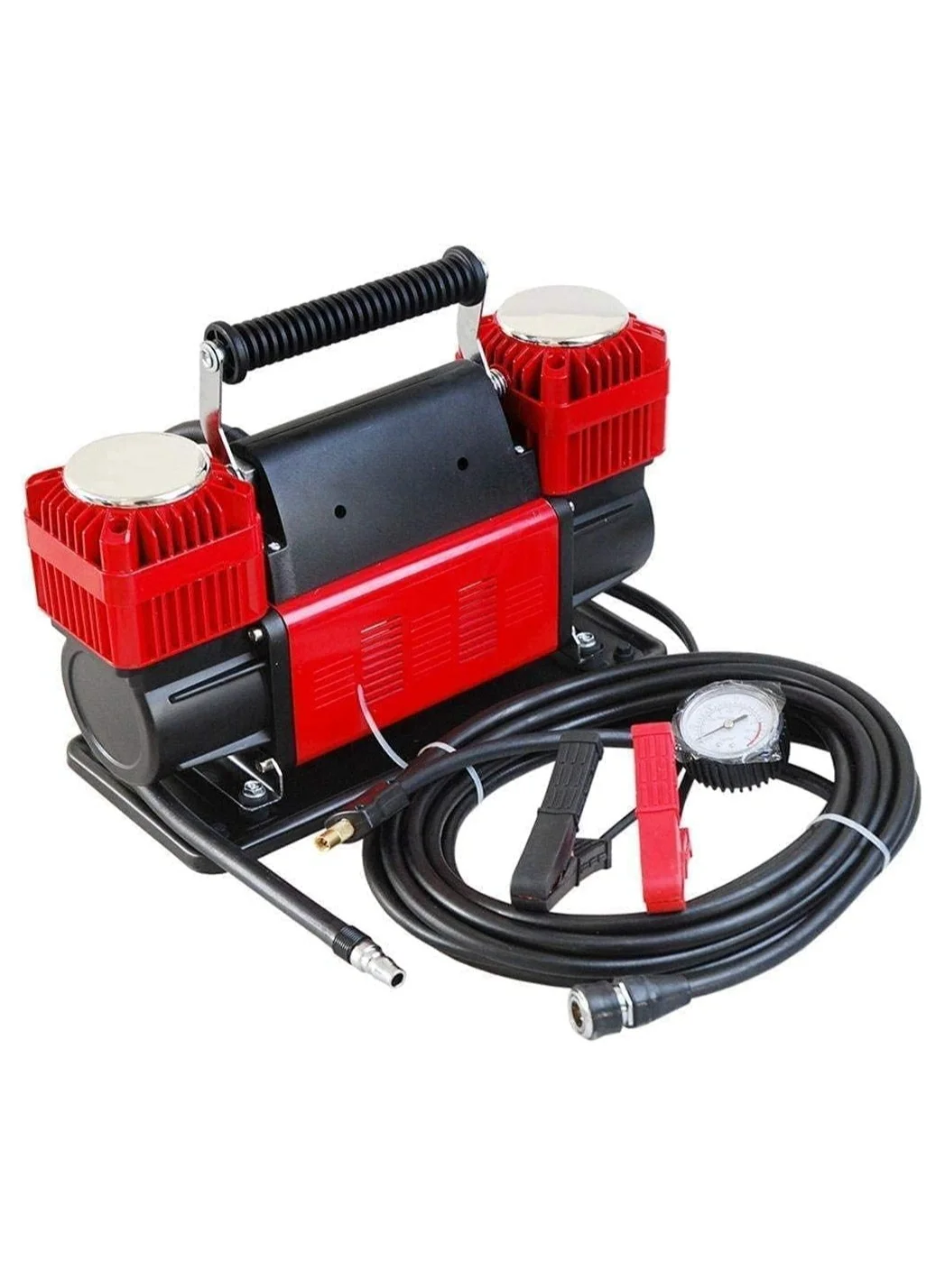 Toby's Dual Cylinder Car Air Compressor 150 PSI 12V Heavy-Duty Portable Tire Inflator for Cars and Trucks (Red, 300 L/min) dyyz9
