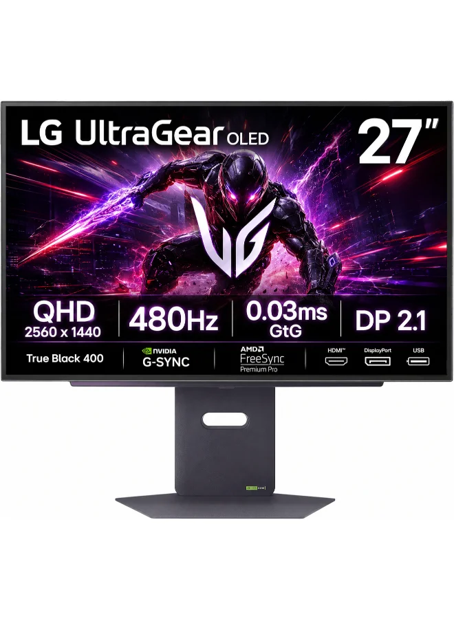 Ultra-HD 27-inch OLED Gaming Monitor QHD 480Hz Refresh Rate 0.03ms Response Time (Black, 68.58 cm) as19y