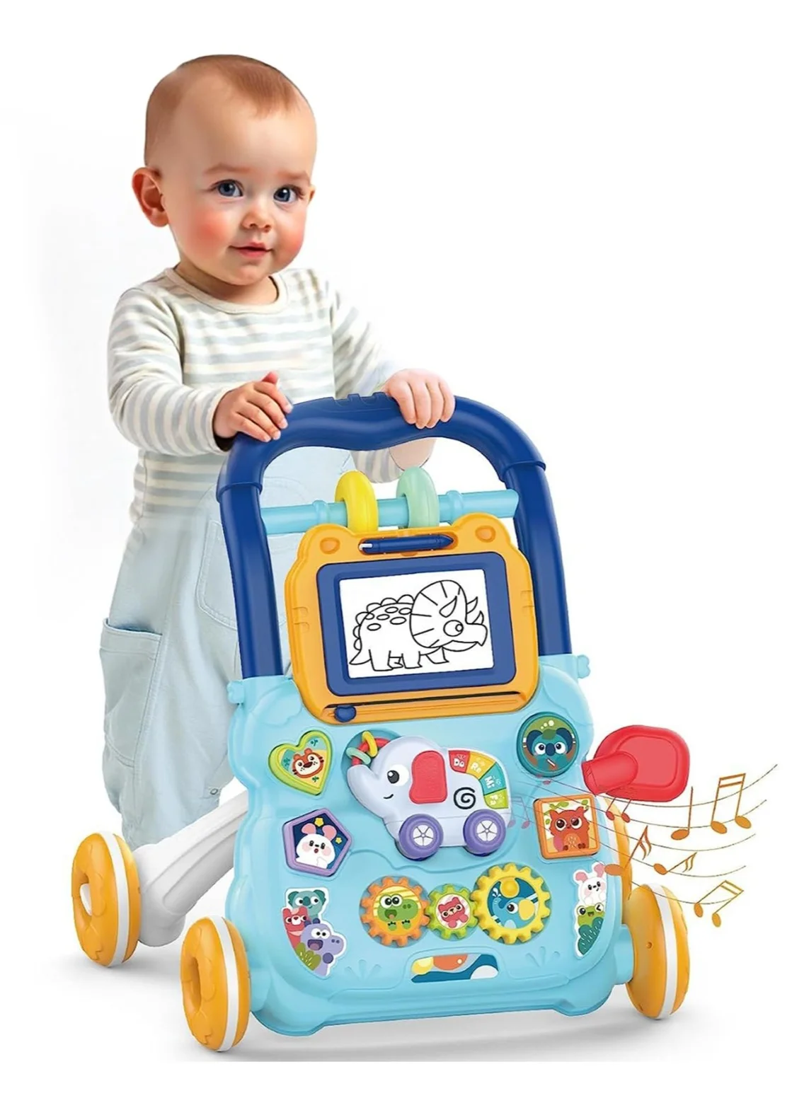 BAYBEE 2-in-1 Baby Activity Walker with Drawing Board and Music (Blue, Toddler) fkzr8