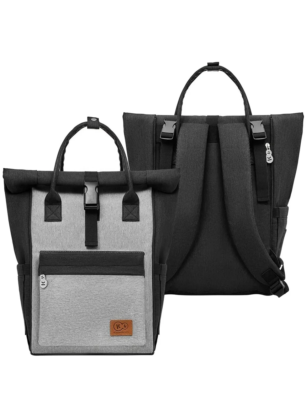 Kinderkraft Diaper Backpack Premium Multi-Functional Baby Travel Bag (Grey, Large) ro78p
