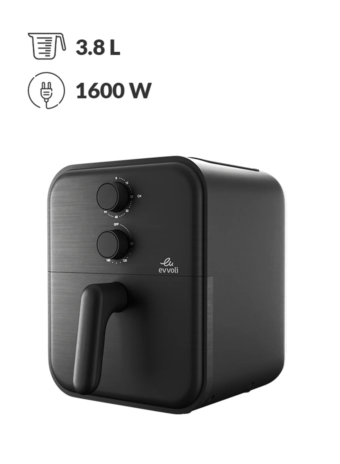 Evvoli Air Fryer Compact Digital Kitchen Appliance for Healthy Cooking (Black, 4 L) xgnk6