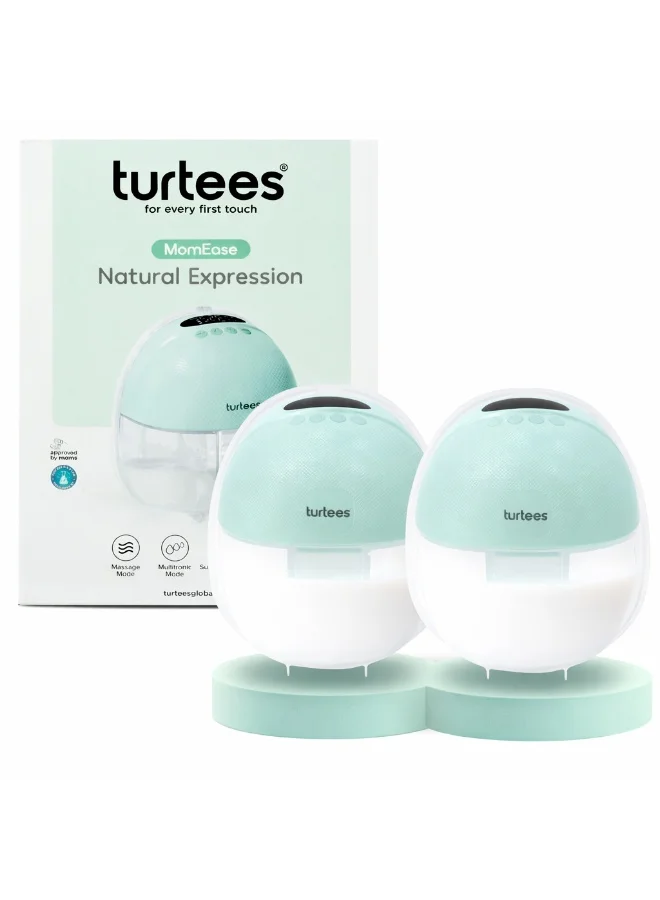 Turtees Wearable Electric Breast Pump Hands-Free Milk Expression Device (Pack of 2) h6kxb