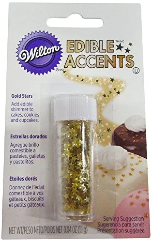 Edible Gold Star Sprinkles Shimmering Sugar Decorations for Cakes Cupcakes and Holiday Desserts (Gold, 11 g) q2po4