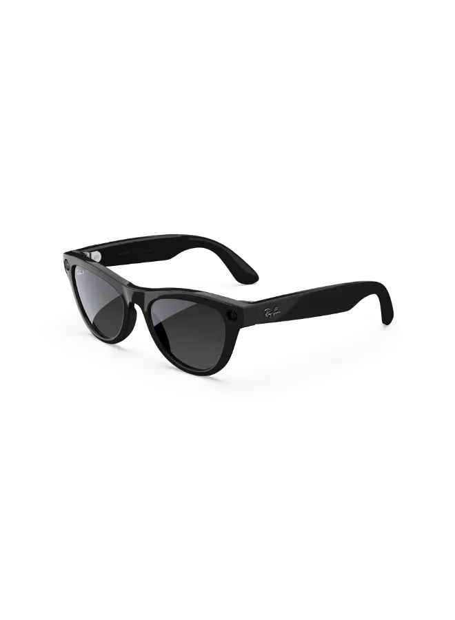 Premium Smart Glasses with Integrated Camera and Audio (Shiny Black Frame, Gradient Graphite Lens, Standard Fit) 98ojq