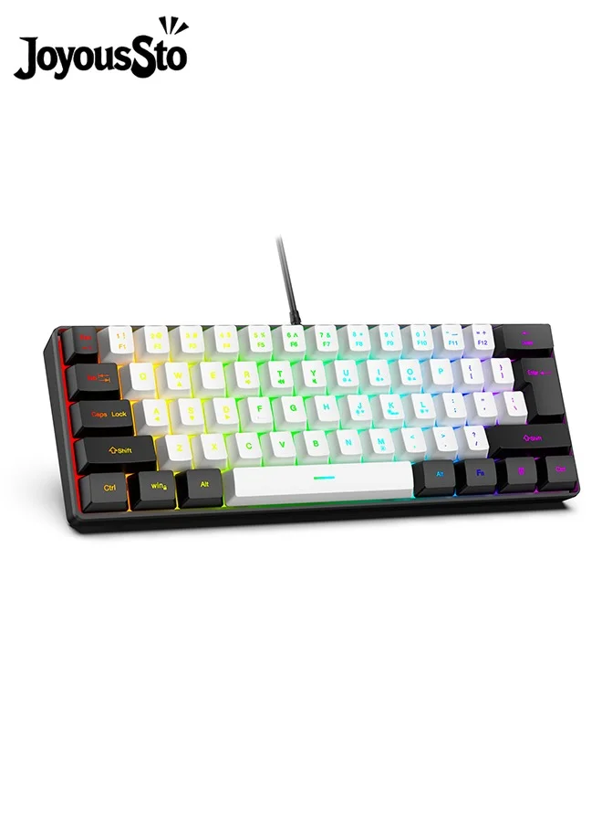 JoyousSto 60% Wired Gaming Keyboard RGB Backlit Ultra-Compact Mechanical Feeling Waterproof Keyboard for PC Gamer (Black, 60% Size) 62b24