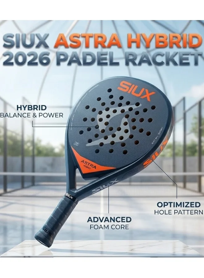 Premium Hybrid Padel Racket Fiberglass Construction with EVA Soft Core and 3D Sand Finish for Balanced Power and Control (Intermediate Level) dn70d