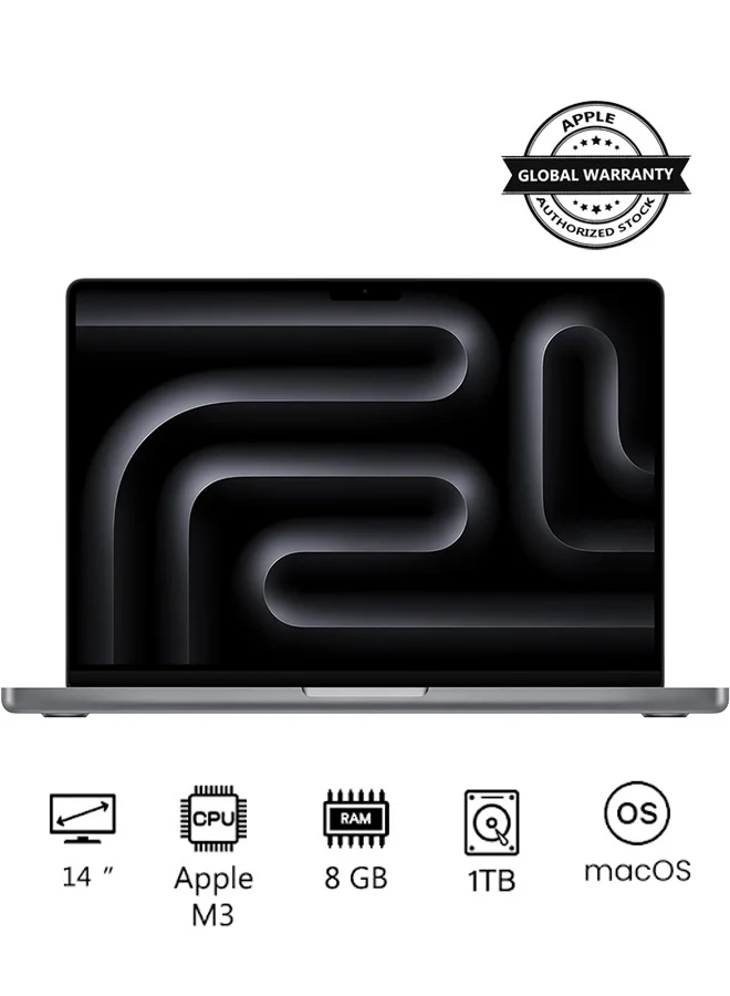 Premium Smart Laptop Pro 14-Inch Display M3 Chip 8GB RAM 1TB SSD (Space Grey, 14 Inch) sx2yv