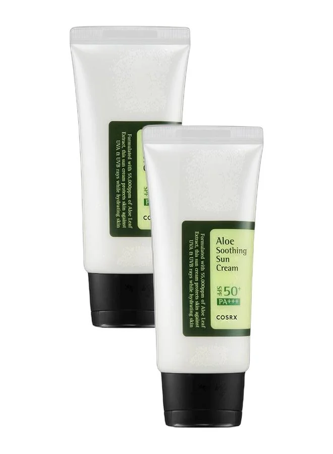 COSRX Aloe Soothing Sun Cream SPF50+ PA+++ Lightweight Daily Moisturizing Sunscreen (2 x 50mL) 2clrb