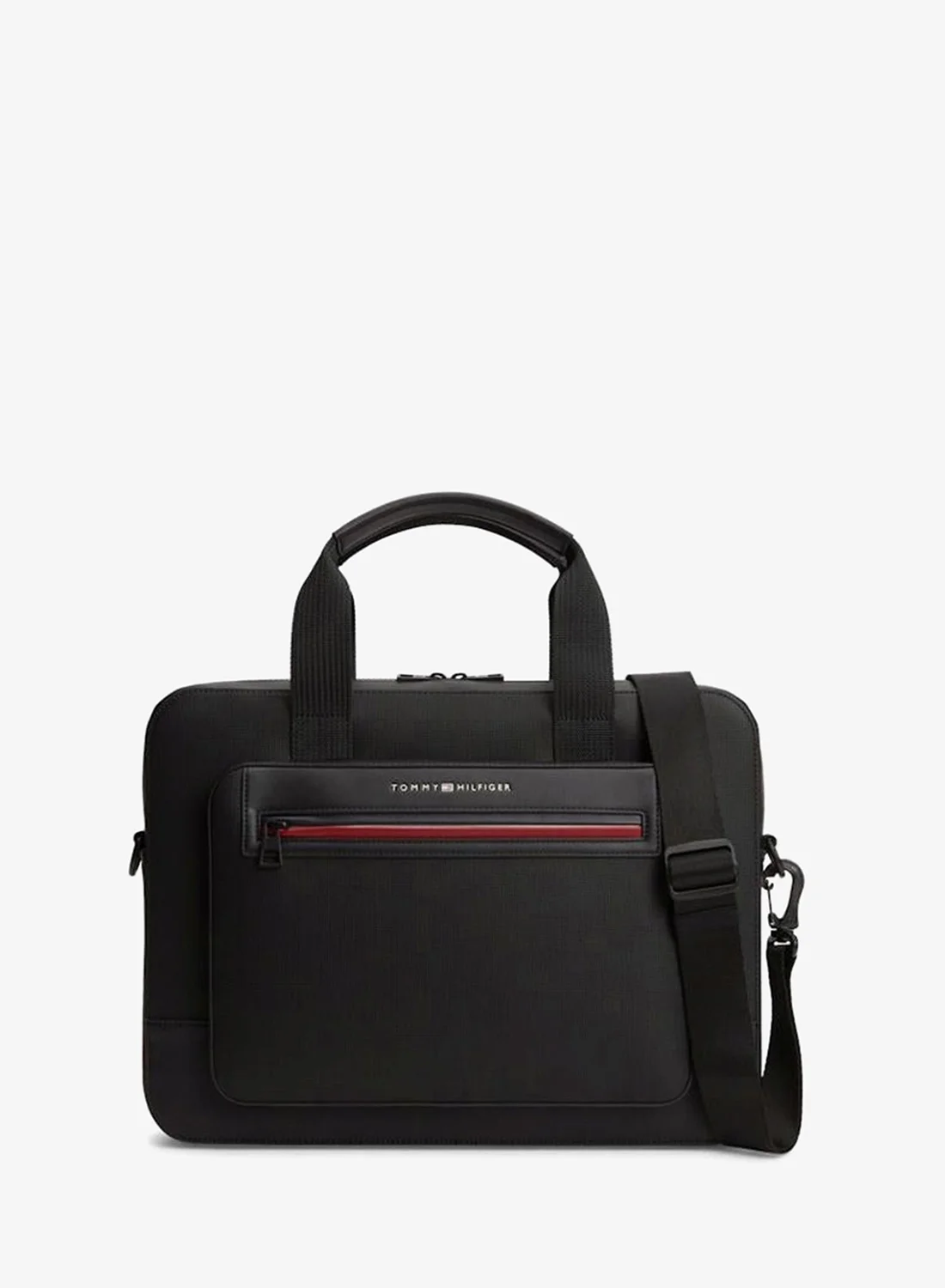 Premium Metal Logo Laptop Bag Professional Slim Briefcase for Business and Travel (Black, 15-inch) iddf0