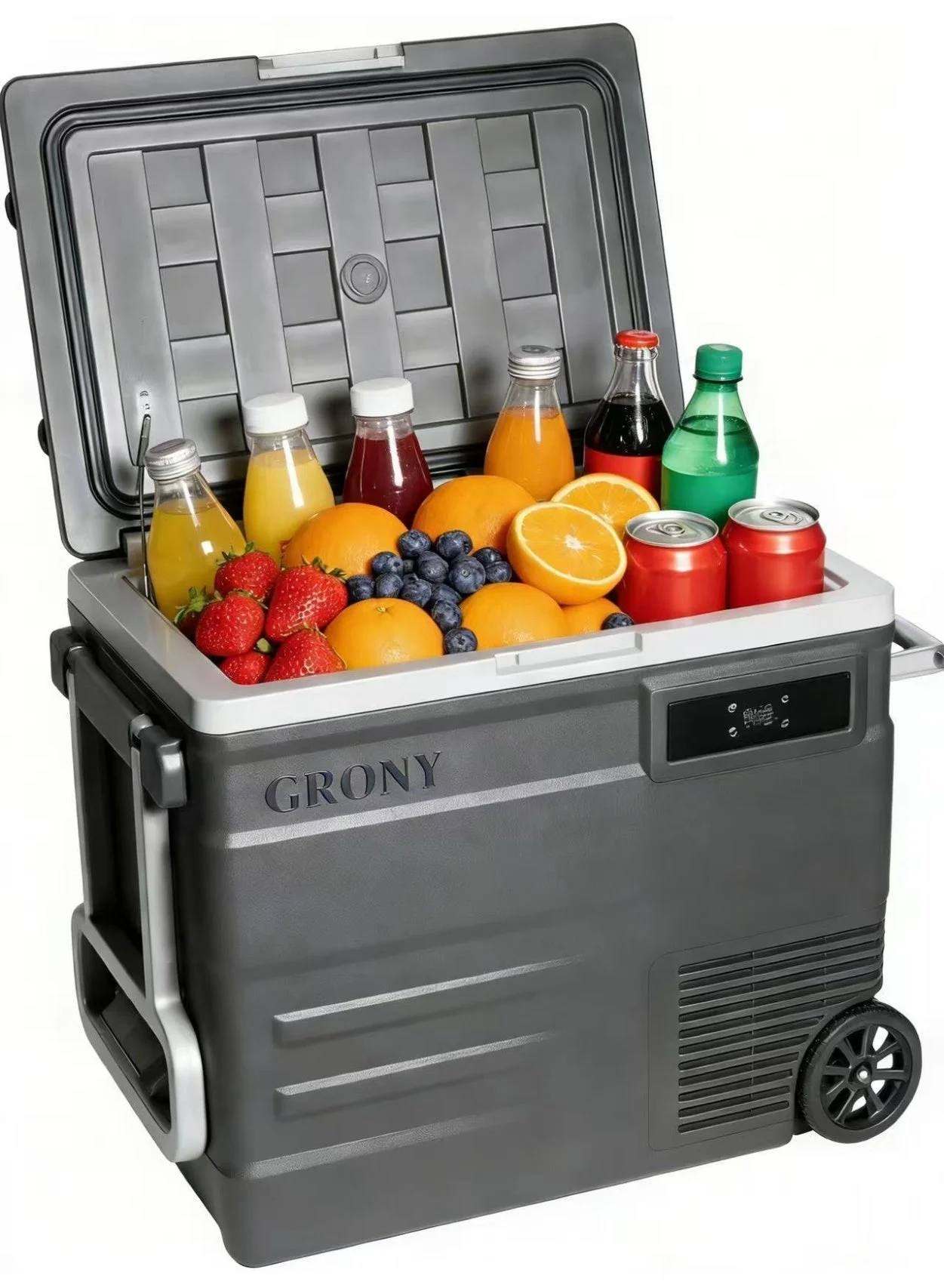 CRONY Portable Car Refrigerator Freezer 45L Dual Zone Cooling (-20¡ãC to 20¡ãC) with Wheels and LED Panel for Travel and Camping bnpjw