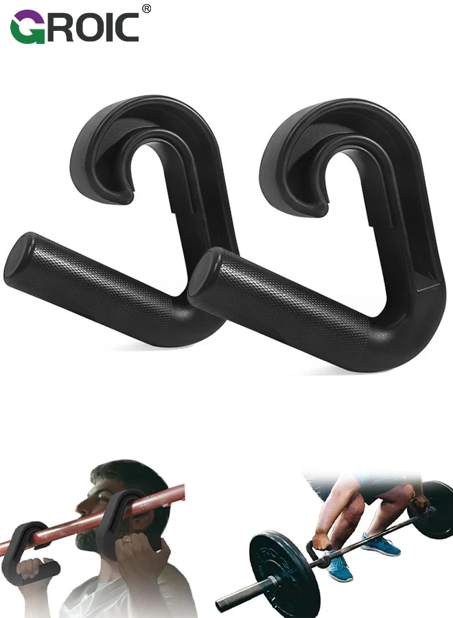 GROIC Ergonomic Pull Up Handles and Lifting Hooks for Deadlift and Barbell Rows (Black, 1 Pair) 0imi5