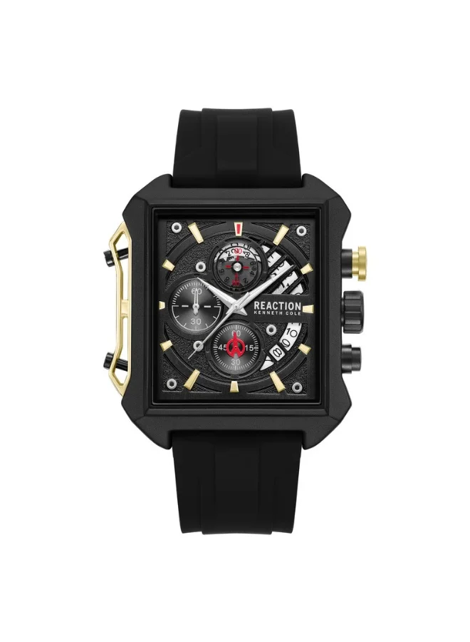 Premium Men's Chronograph Watch with Black Dial and Silicone Strap (52.5mm) p2lu0