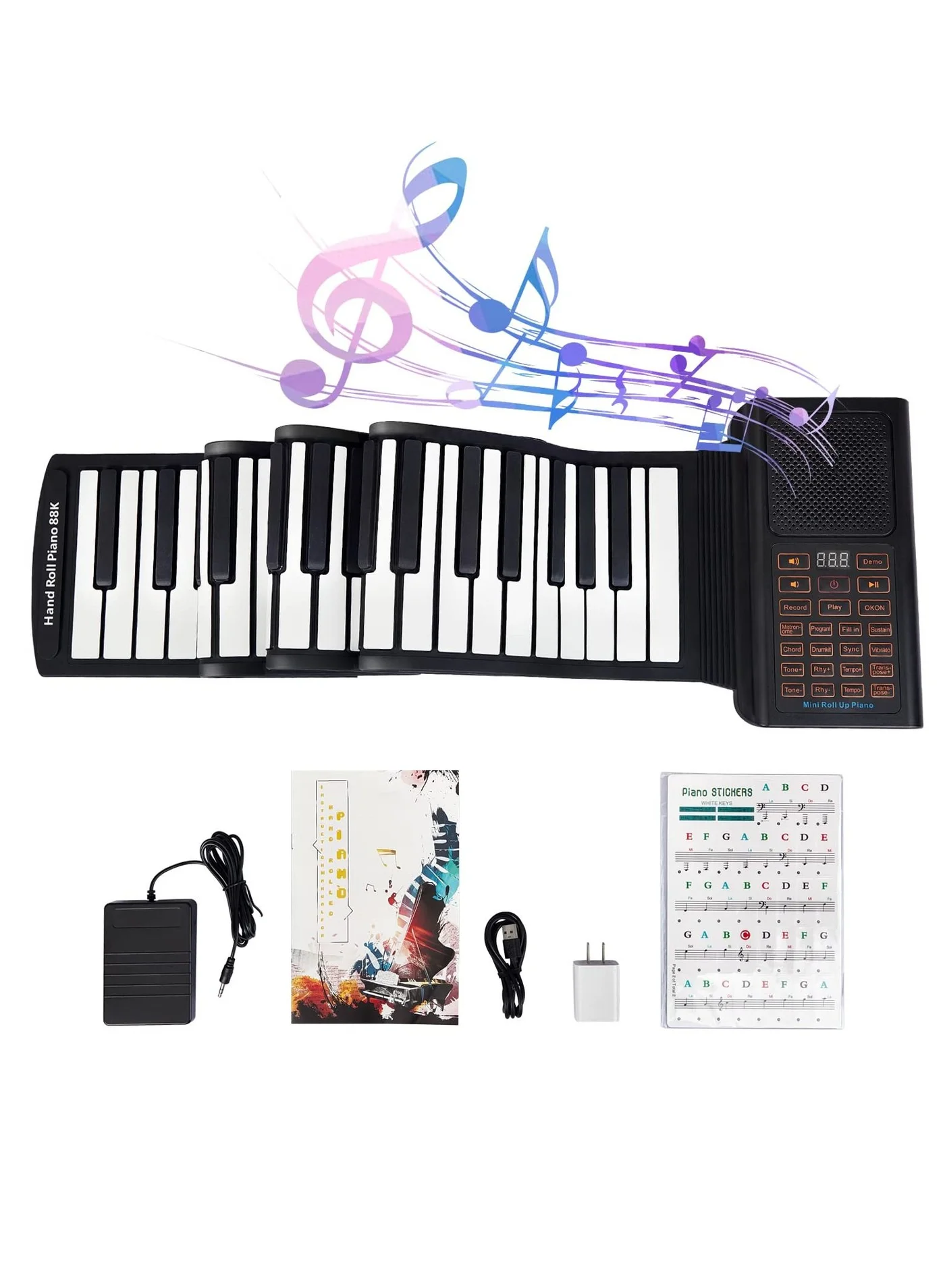 SYOSI 88 Key Roll Up Piano Portable Electronic Keyboard (Rechargeable, Silicone, For Kids and Adults) y3s2q