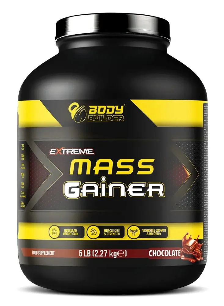 Body Builder Extreme Mass Gainer Protein Powder (Chocolate, 2.27 kg) High Calorie Whey Blend for Active Lifestyle 977r6
