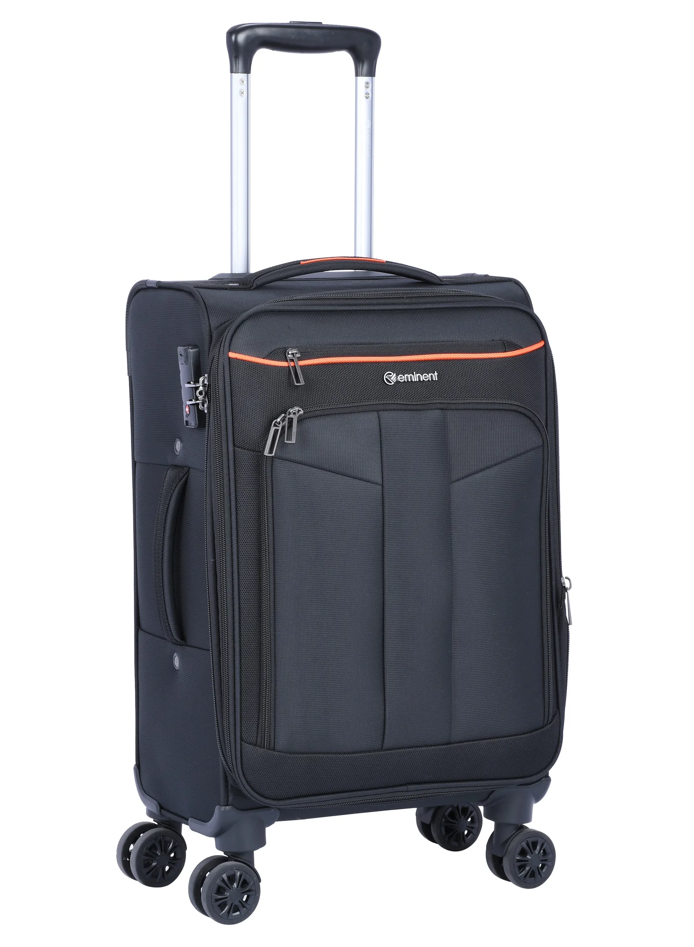Eminent Soft Travel Cabin Luggage Trolley Lightweight Expandable Suitcase with 4 Spinner Wheels and TSA Lock (Black, 55 cm) q98z2