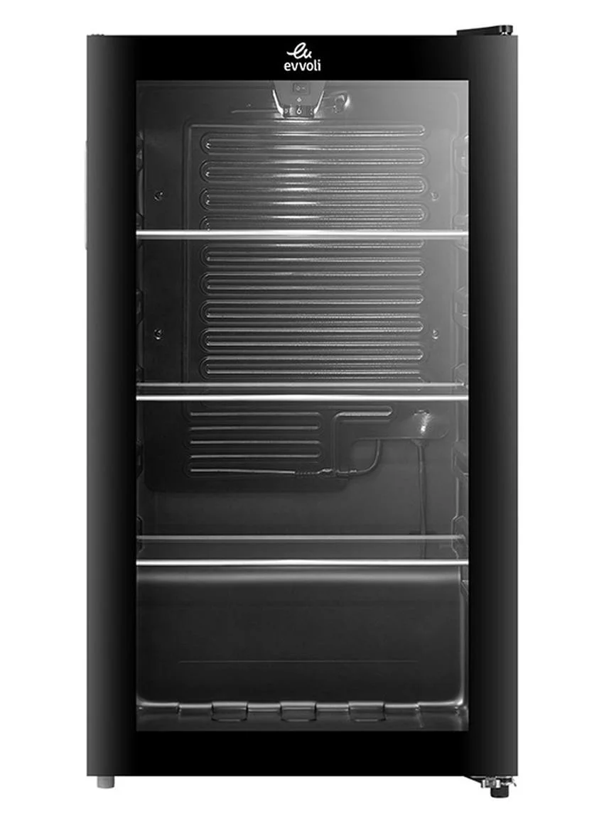 Evvoli Beverage Cooler with Glass Door and Adjustable Legs (Black, 99 L) ic9t1