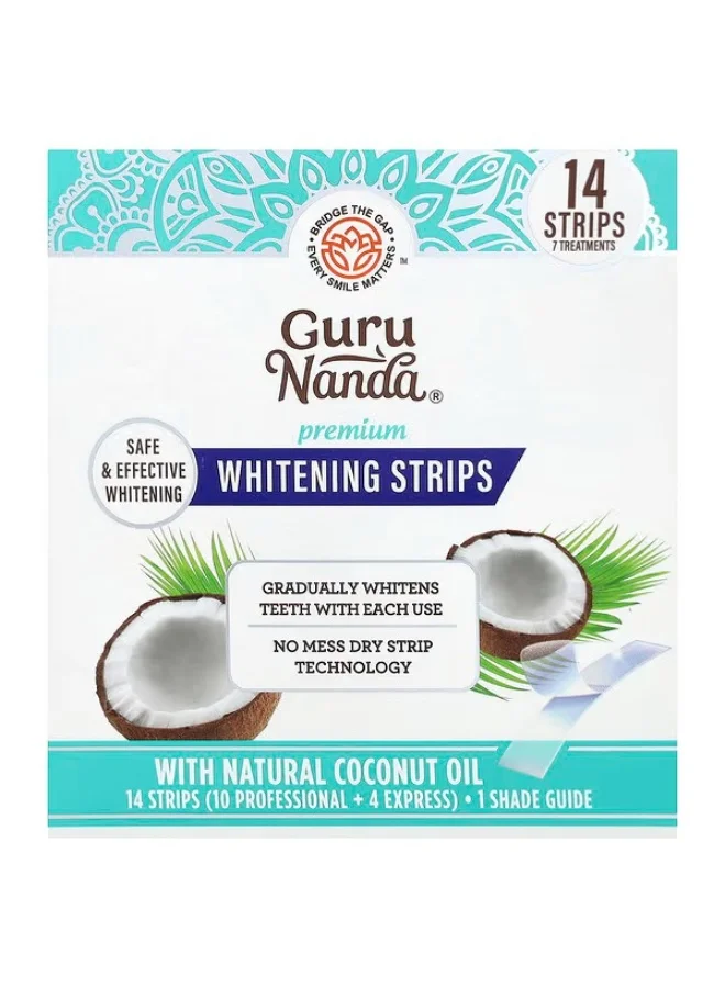GuruNanda Teeth Whitening Strips with Natural Coconut Oil for Sensitive Teeth (14 Strips) ls38n