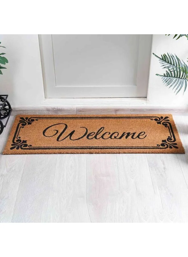 Pan Home Riley Welcome Door Mat (Natural and Black, 45x120 cm) Durable Entryway Floor Rug w2tpw